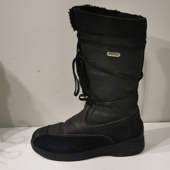 Pajar Womens Boots Winter Snow Leather Suede Black Wedge 12" - Picture 2 of 8